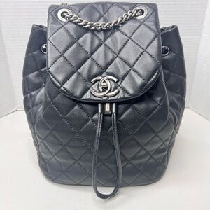 CHANEL Lambskin Black Quilted Daily Supple Small Backpack